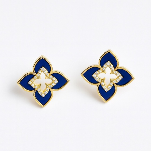 Anthropologie Jewelry - Floral Style Earrings With Zirconia